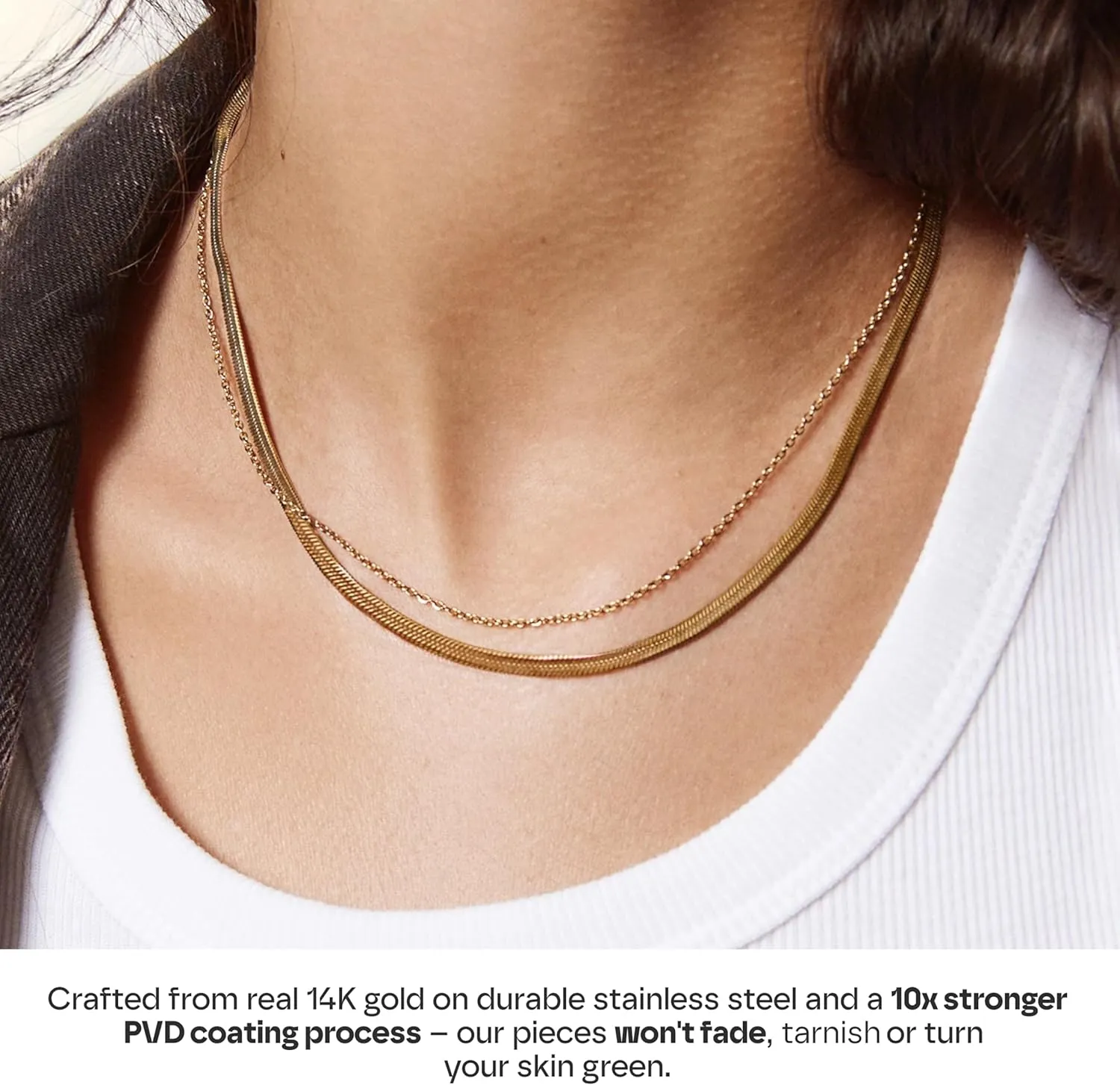 Hey Harper Gold Necklace For Women Trendy Necklace - 14K Golden PVD Coating Waterproof & Sweatproof Non Tarnish Jewelry Chain Necklaces