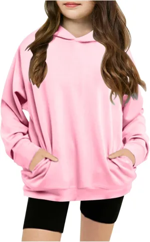 Hoodies for Teen Girls Tredny Long Sleeve Sweatshirts Oversized Pullover with Hood Fall Tween Girls Y2K Outfits