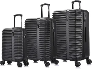 InUSA ALLY Travel Suitcase with Spinner Wheels | Lightweight Ergonomic GEL Handle and TSA Lock, Spacious Traveling Suitcases | (20/24/28) 3 Piece Hardside Luggage Set | Black