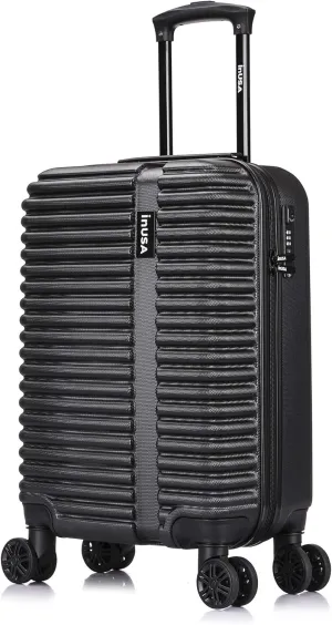InUSA ALLY Travel Suitcase with Spinner Wheels | Lightweight Ergonomic Luggage Handles and TSA Lock, Spacious Travel Suitcases | 20 Inch Hardside Carry On Luggage | Black