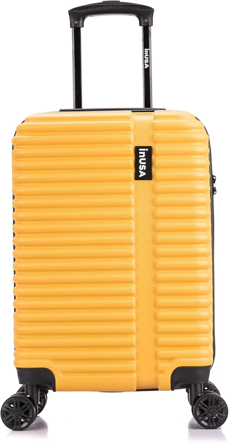 InUSA ALLY Travel Suitcase with Spinner Wheels | Lightweight Ergonomic Luggage Handles and TSA Lock, Spacious Traveling Suitcases | 20 Inch Hardside Carry On Spinner Luggage | Mustard