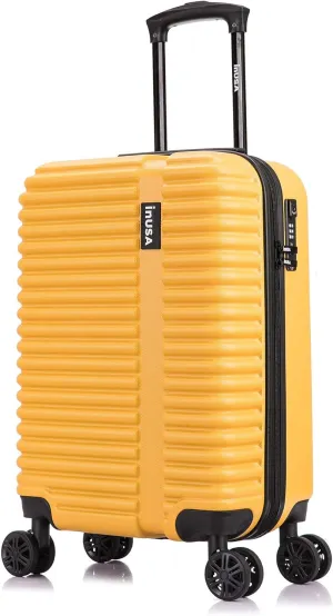 InUSA ALLY Travel Suitcase with Spinner Wheels | Lightweight Ergonomic Luggage Handles and TSA Lock, Spacious Traveling Suitcases | 20 Inch Hardside Carry On Spinner Luggage | Mustard
