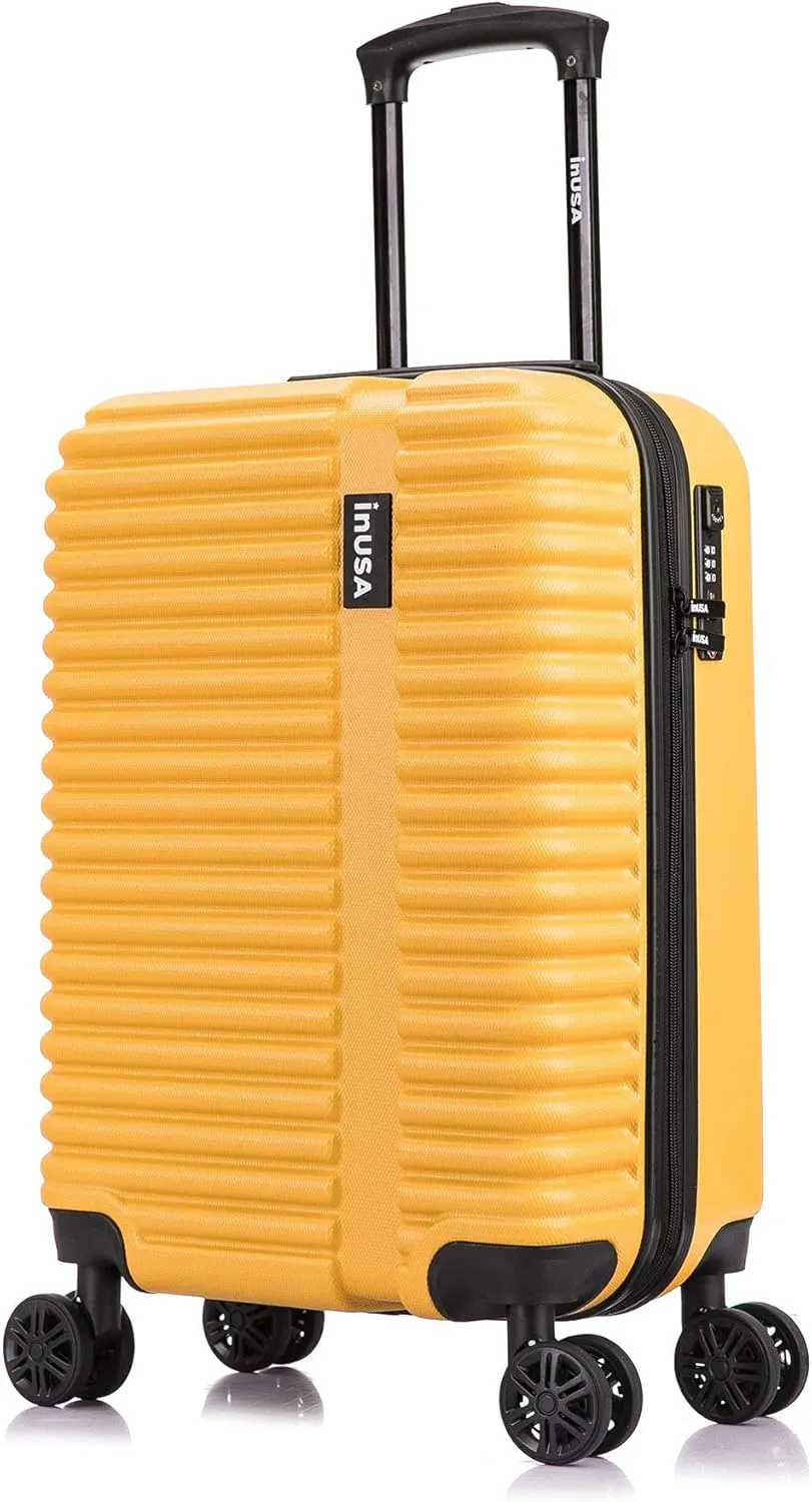 InUSA ALLY Travel Suitcase with Spinner Wheels | Lightweight Ergonomic Luggage Handles and TSA Lock, Spacious Traveling Suitcases | 20 Inch Hardside Carry On Spinner Luggage | Mustard