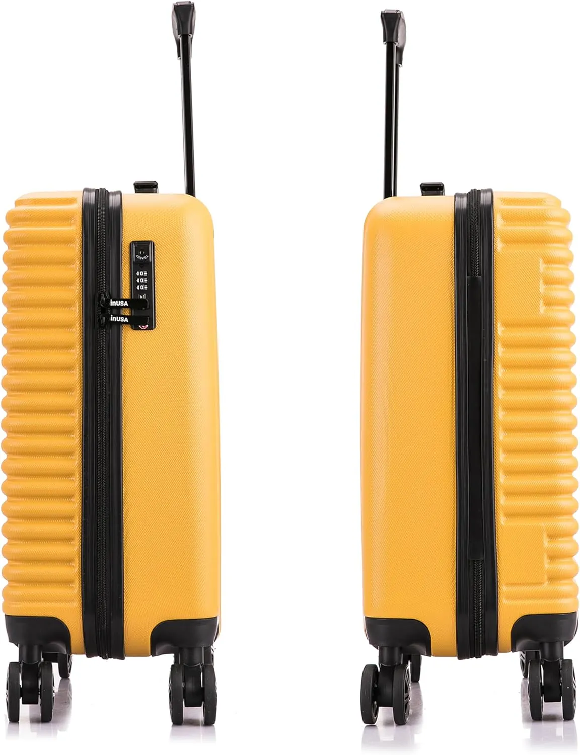 InUSA ALLY Travel Suitcase with Spinner Wheels | Lightweight Ergonomic Luggage Handles and TSA Lock, Spacious Traveling Suitcases | 20 Inch Hardside Carry On Spinner Luggage | Mustard