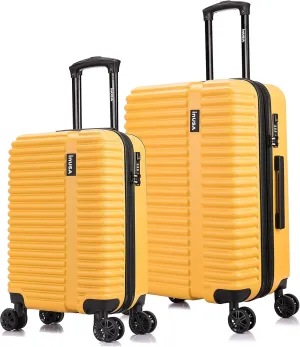 InUSA ALLY Travel Suitcase with Spinner Wheels | Lightweight Ergonomic Luggage Handles and TSA Lock Spacious Traveling Suitcases | (20/24) 2 Piece Hardside Luggage Set | Mustard