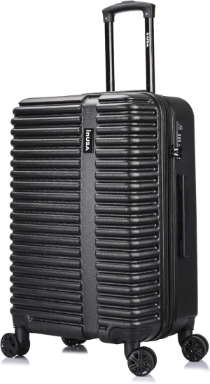 InUSA ALLY Travel Suitcase with Spinner Wheels | Lightweight Ergonomic Luggage Handles and TSA Lock, Spacious Traveling Suitcases | 24 Inch Hardside Medium Luggage | Black