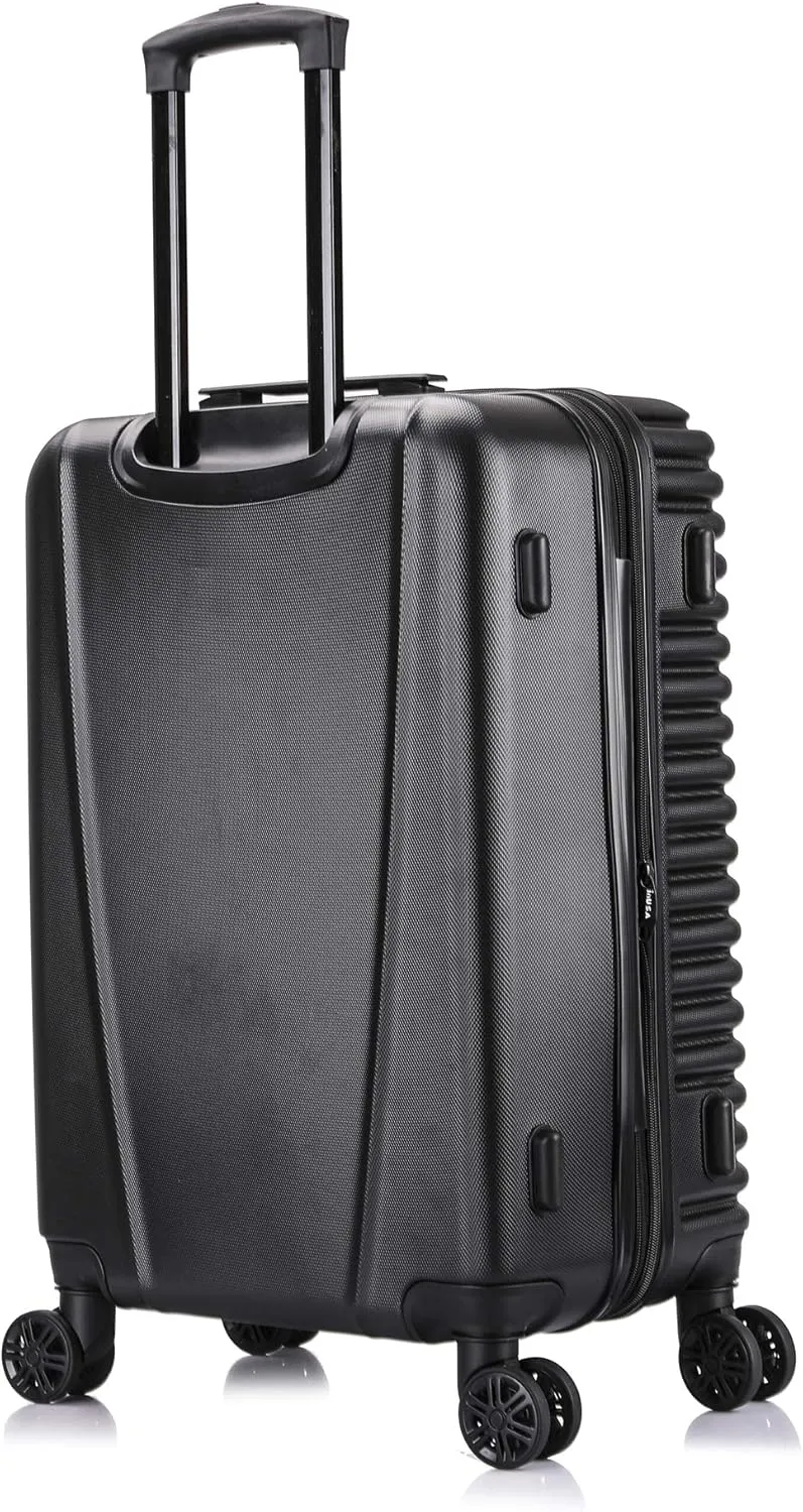InUSA ALLY Travel Suitcase with Spinner Wheels | Lightweight Ergonomic Luggage Handles and TSA Lock, Spacious Traveling Suitcases | 24 Inch Hardside Medium Luggage | Black
