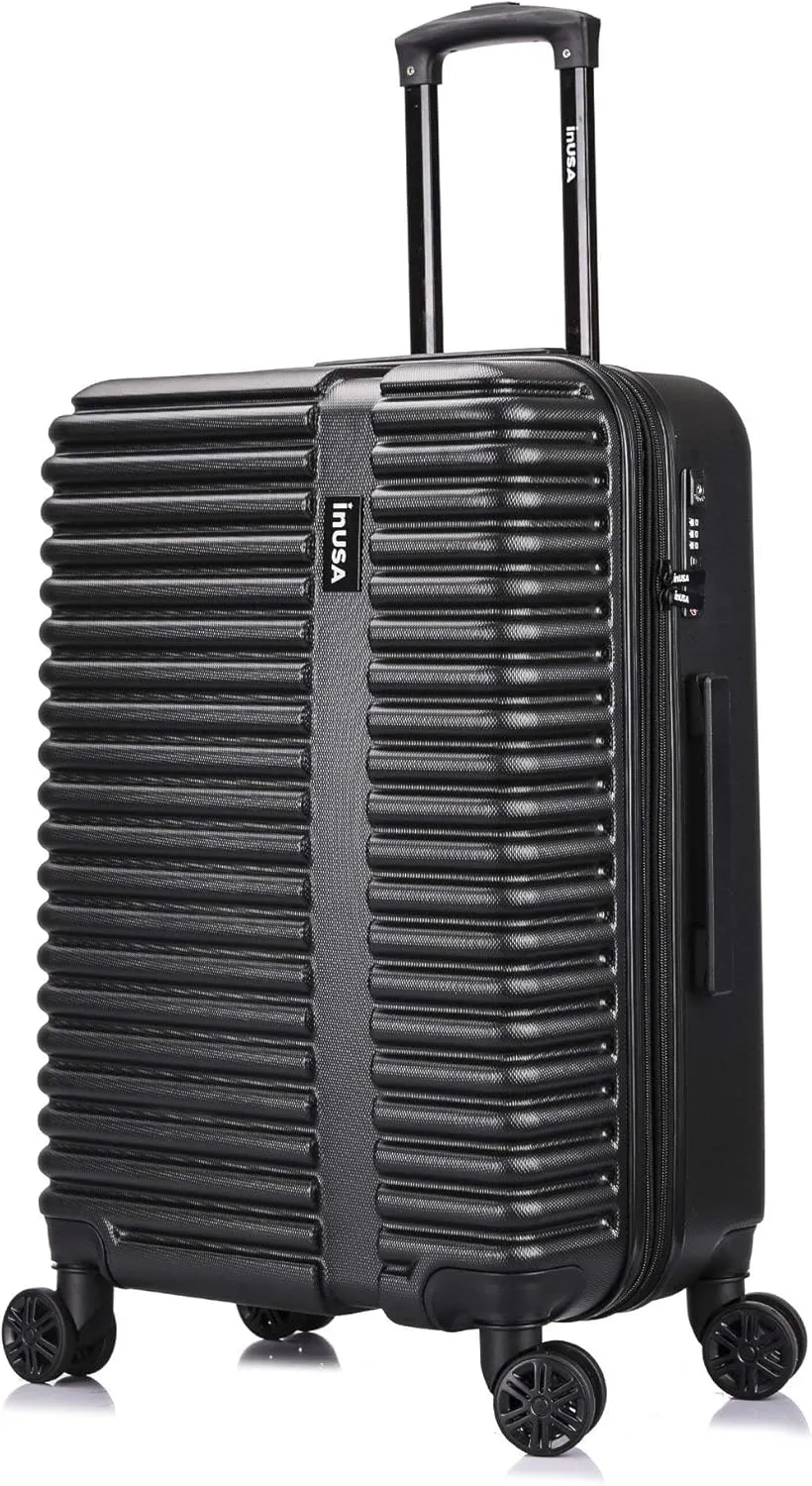 InUSA ALLY Travel Suitcase with Spinner Wheels | Lightweight Ergonomic Luggage Handles and TSA Lock, Spacious Traveling Suitcases | 24 Inch Hardside Medium Luggage | Black