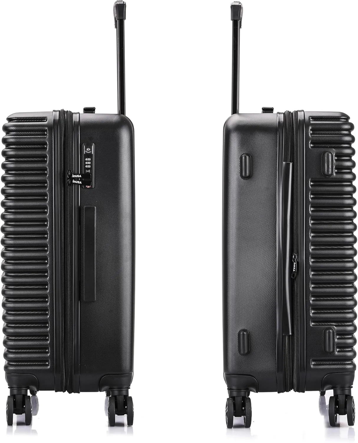 InUSA ALLY Travel Suitcase with Spinner Wheels | Lightweight Ergonomic Luggage Handles and TSA Lock, Spacious Traveling Suitcases | 24 Inch Hardside Medium Luggage | Black