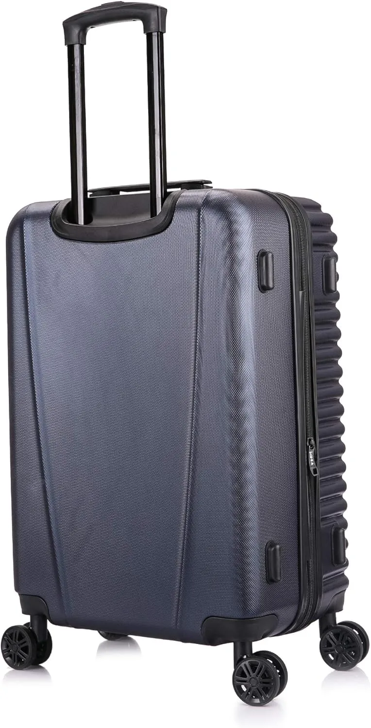 InUSA ALLY Travel Suitcase with Spinner Wheels | Lightweight Ergonomic Luggage Handles and TSA Lock, Spacious Traveling Suitcases | 24 Inch Hardside Medium Luggage | Blue