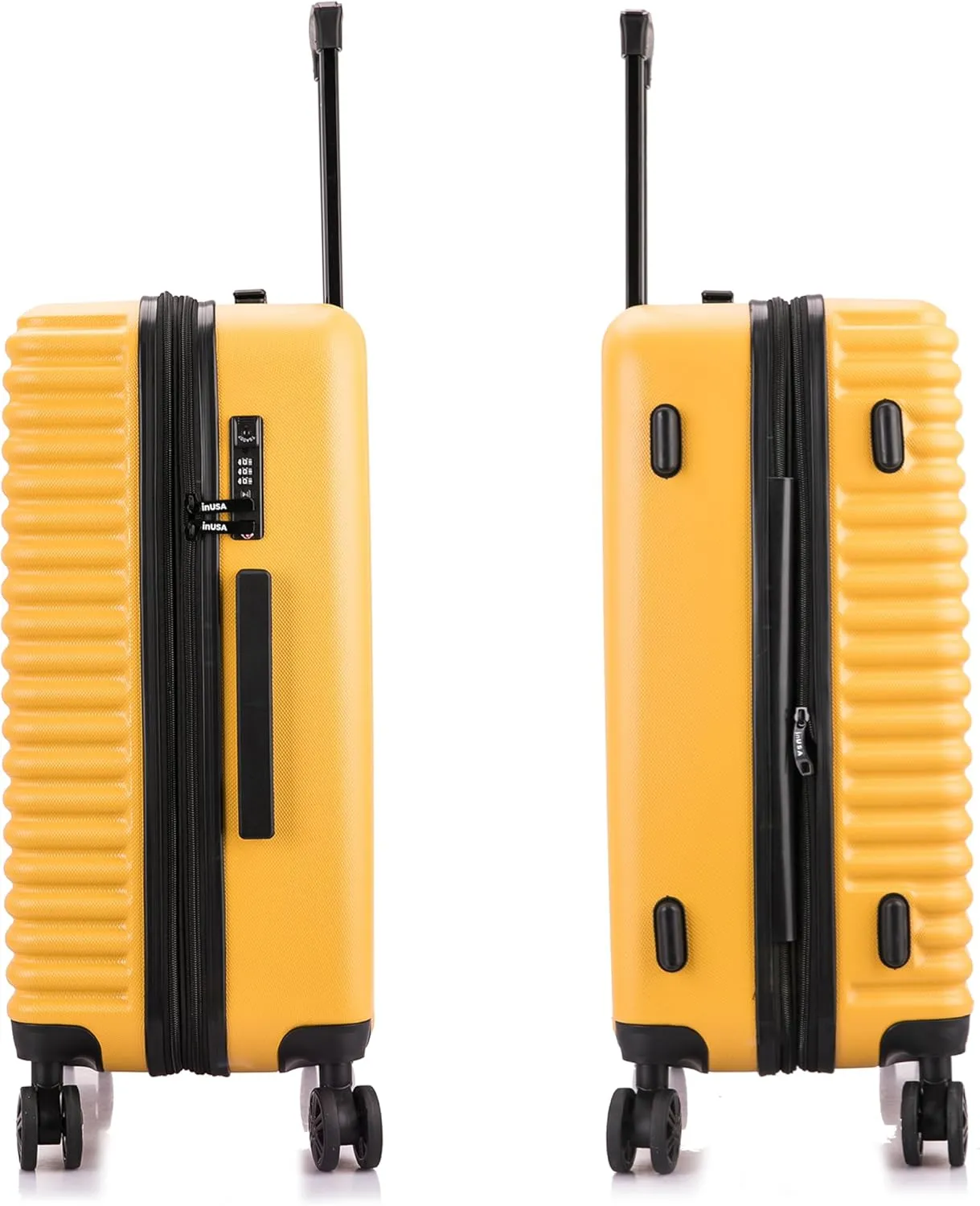 InUSA ALLY Travel Suitcase with Spinner Wheels | Lightweight Ergonomic Luggage Handles and TSA Lock, Spacious Traveling Suitcases | 24 Inch Hardside Medium Luggage | Mustard