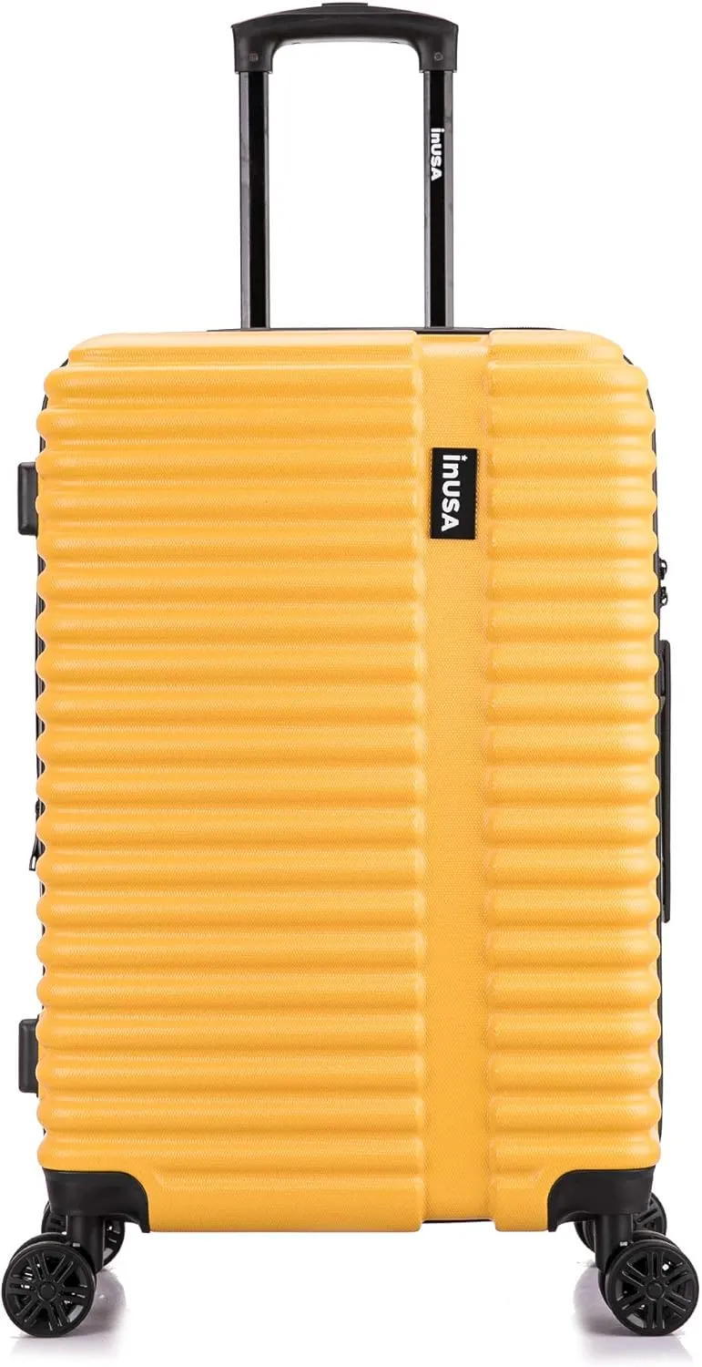 InUSA ALLY Travel Suitcase with Spinner Wheels | Lightweight Ergonomic Luggage Handles and TSA Lock, Spacious Traveling Suitcases | 24 Inch Hardside Medium Luggage | Mustard
