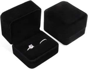 iSuperb Set of 2 Unit Classic Velvet Couple Double Ring Box Earring Jewelry Case Gift Boxes 2.7x2.7x1.6inch