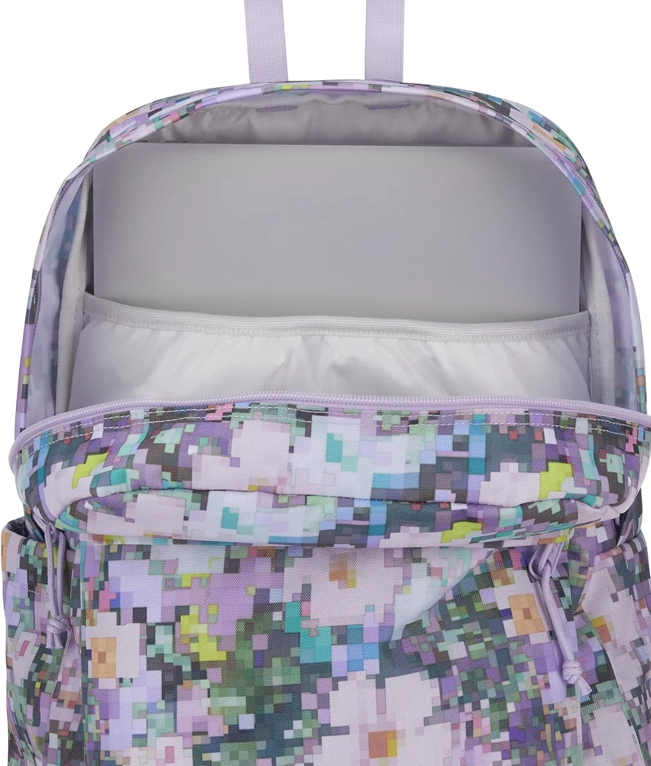 JanSport SuperBreak Plus Backpack with Padded 15-inch Laptop Sleeve and Integrated Bottle Pocket - Spacious and Durable Daypack for Work and Travel - 8 Bit Floral