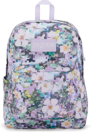 JanSport SuperBreak Plus Backpack with Padded 15-inch Laptop Sleeve and Integrated Bottle Pocket - Spacious and Durable Daypack for Work and Travel - 8 Bit Floral