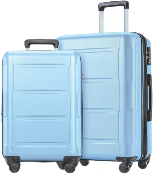 JCSD Lightweight Expandable Spinner Wheel Luggage Set for Travel, Comfortable and Durable, 20-inch and 24-inch, Light Blue