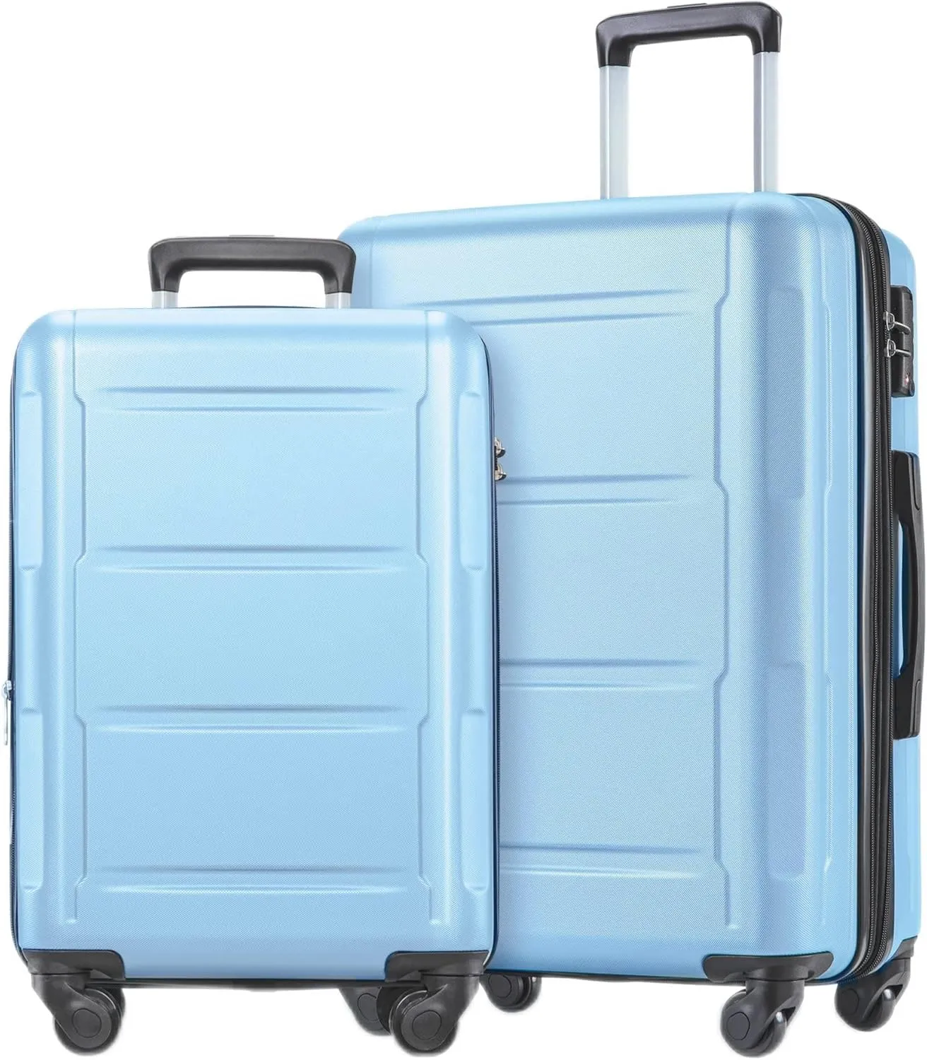 JCSD Lightweight Expandable Spinner Wheel Luggage Set for Travel, Comfortable and Durable, 20-inch and 24-inch, Light Blue