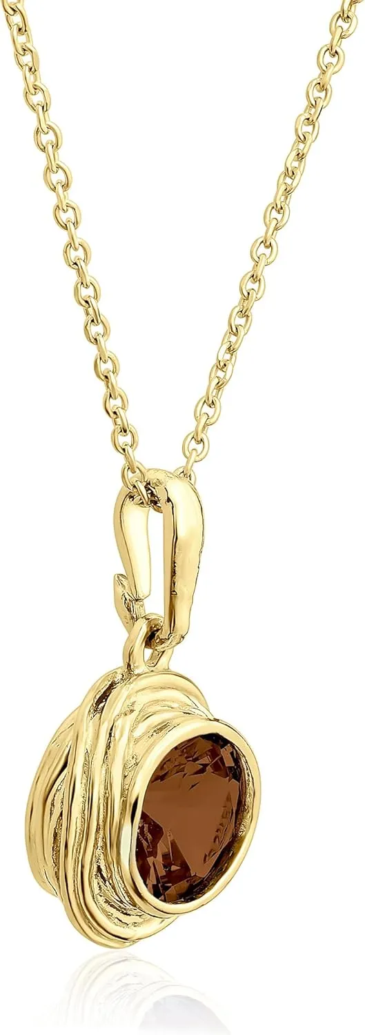 JEAN RACHEL JEWELRY 14K Gold Plated Sterling Silver Necklace for Women - Cubic Zirconia Bezel Set Vintage Design - Hypoallergenic, Lead & Nickel Free - Handcrafted Statement Necklace