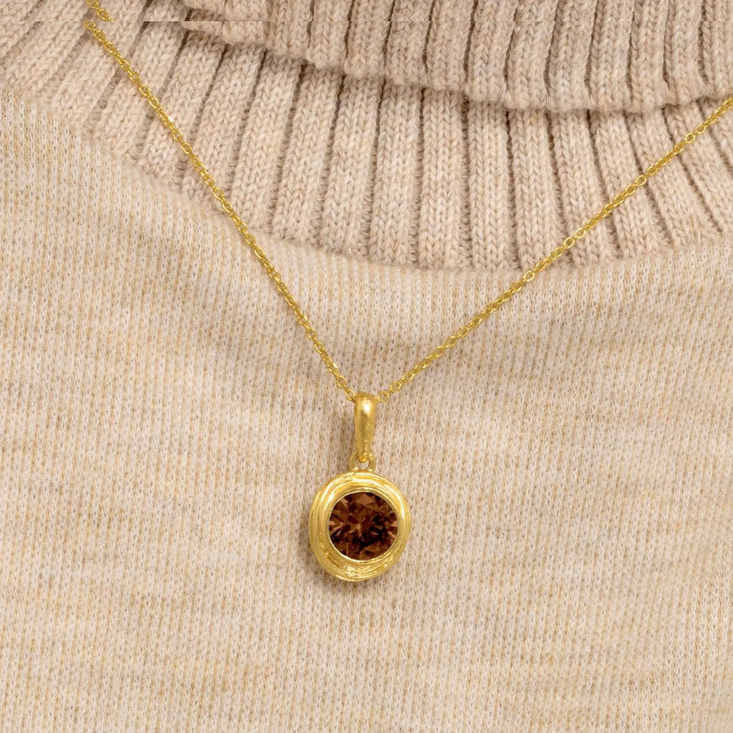 JEAN RACHEL JEWELRY 14K Gold Plated Sterling Silver Necklace for Women - Cubic Zirconia Bezel Set Vintage Design - Hypoallergenic, Lead & Nickel Free - Handcrafted Statement Necklace