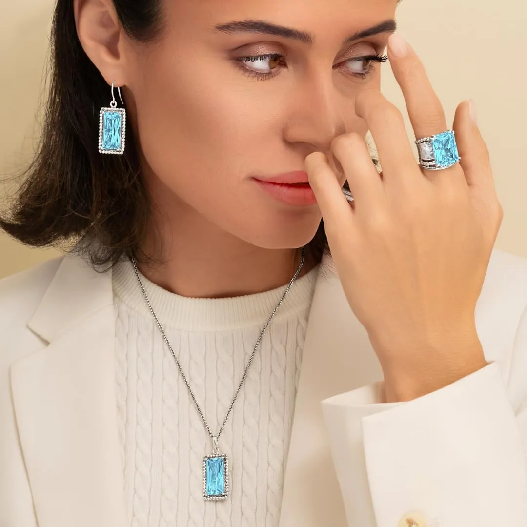 JEAN RACHEL JEWELRY 925 Sterling Silver Necklace for Women - Baguette with Cubic Zirconia Vintage Design - Hypoallergenic, Lead & Nickel Free - Artisan Handcrafted Statement Necklace