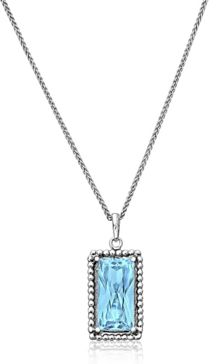 JEAN RACHEL JEWELRY 925 Sterling Silver Necklace for Women - Baguette with Cubic Zirconia Vintage Design - Hypoallergenic, Lead & Nickel Free - Artisan Handcrafted Statement Necklace