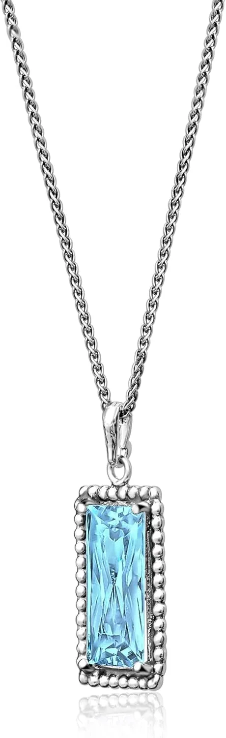 JEAN RACHEL JEWELRY 925 Sterling Silver Necklace for Women - Baguette with Cubic Zirconia Vintage Design - Hypoallergenic, Lead & Nickel Free - Artisan Handcrafted Statement Necklace