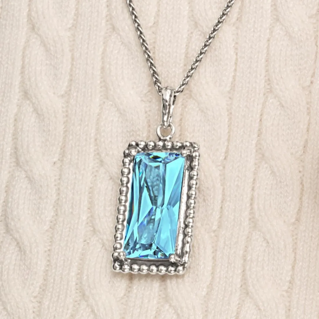 JEAN RACHEL JEWELRY 925 Sterling Silver Necklace for Women - Baguette with Cubic Zirconia Vintage Design - Hypoallergenic, Lead & Nickel Free - Artisan Handcrafted Statement Necklace