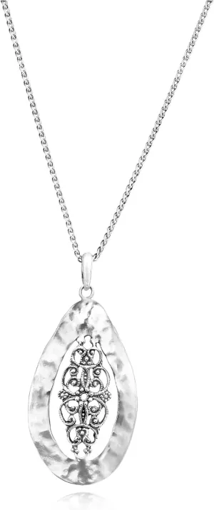 JEAN RACHEL JEWELRY 925 Sterling Silver Necklace for Women - Bold Lace Filigree Vintage Design - Hypoallergenic, Lead & Nickel Free Jewelry - Artisan Handcrafted Statement Necklace
