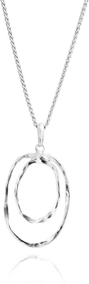 JEAN RACHEL JEWELRY 925 Sterling Silver Necklace for Women - Double Open Circle Vintage Design - Hypoallergenic, Lead & Nickel Free Jewelry - Artisan Handcrafted Statement Necklace
