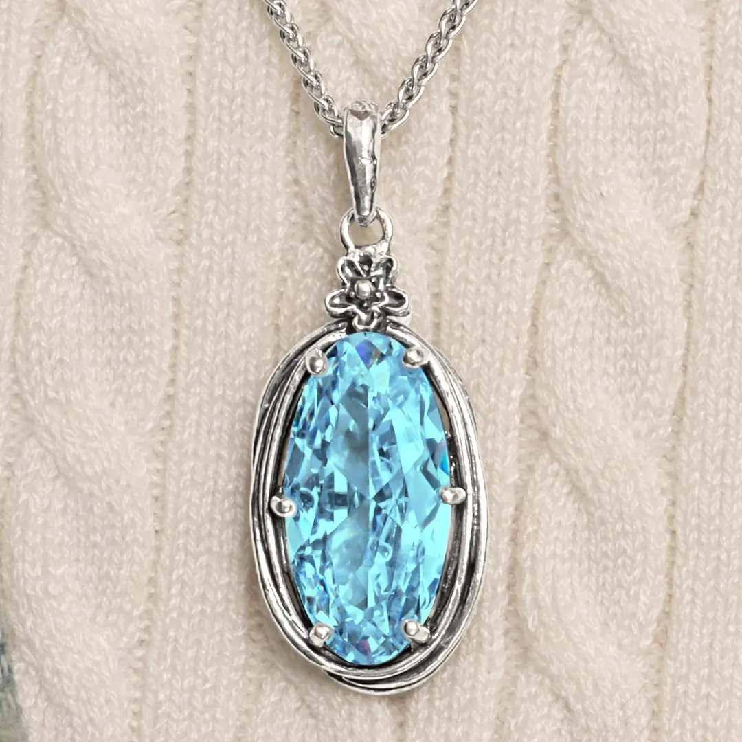 JEAN RACHEL JEWELRY 925 Sterling Silver Necklace for Women - Floral Wire Wrap with Cubic Zirconia Vintage Design - Hypoallergenic, Lead & Nickel Free - Handcrafted Statement Necklace