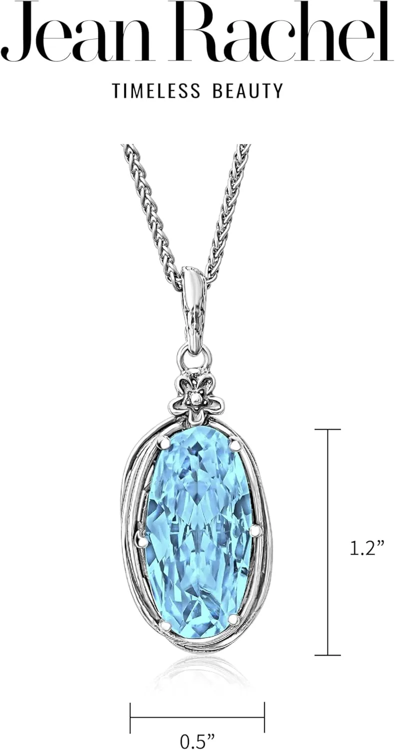 JEAN RACHEL JEWELRY 925 Sterling Silver Necklace for Women - Floral Wire Wrap with Cubic Zirconia Vintage Design - Hypoallergenic, Lead & Nickel Free - Handcrafted Statement Necklace