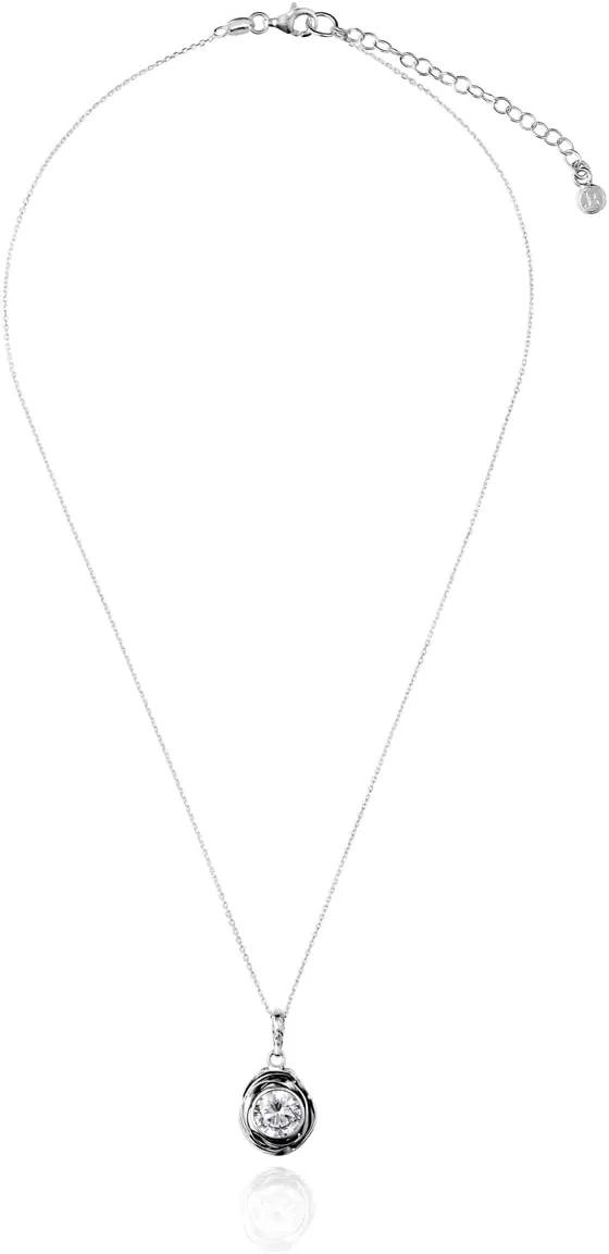JEAN RACHEL JEWELRY 925 Sterling Silver Necklace for Women - Wire Wrap with Bezel Set Cubic Zirconia Vintage Design - Hypoallergenic, Lead & Nickel Free - Artisan Handcrafted Statement Necklace