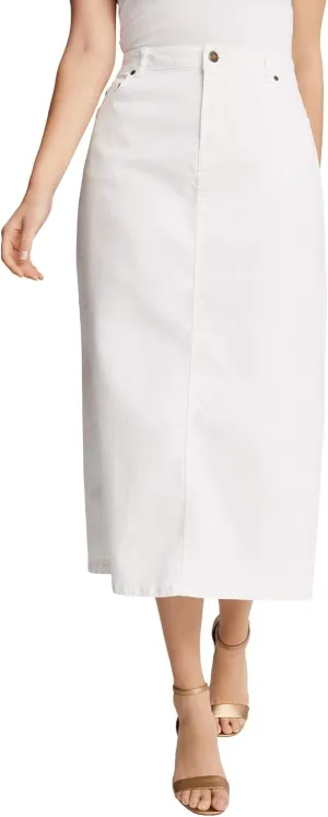 Jessica London Women's Plus Size True Fit Front Button Casual Denim Skirt