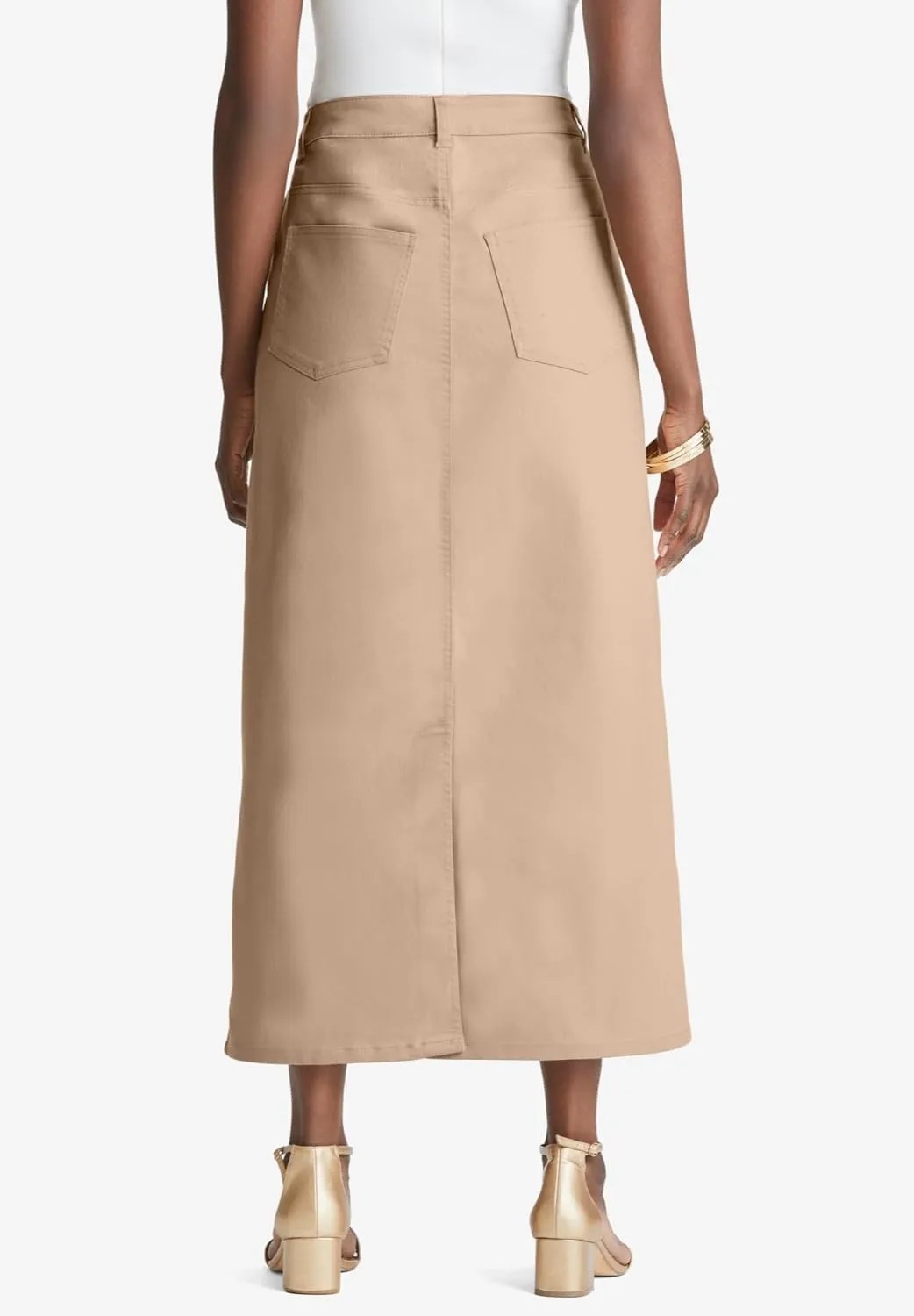 Jessica London Women's Plus Size True Fit Front Button Casual Denim Skirt