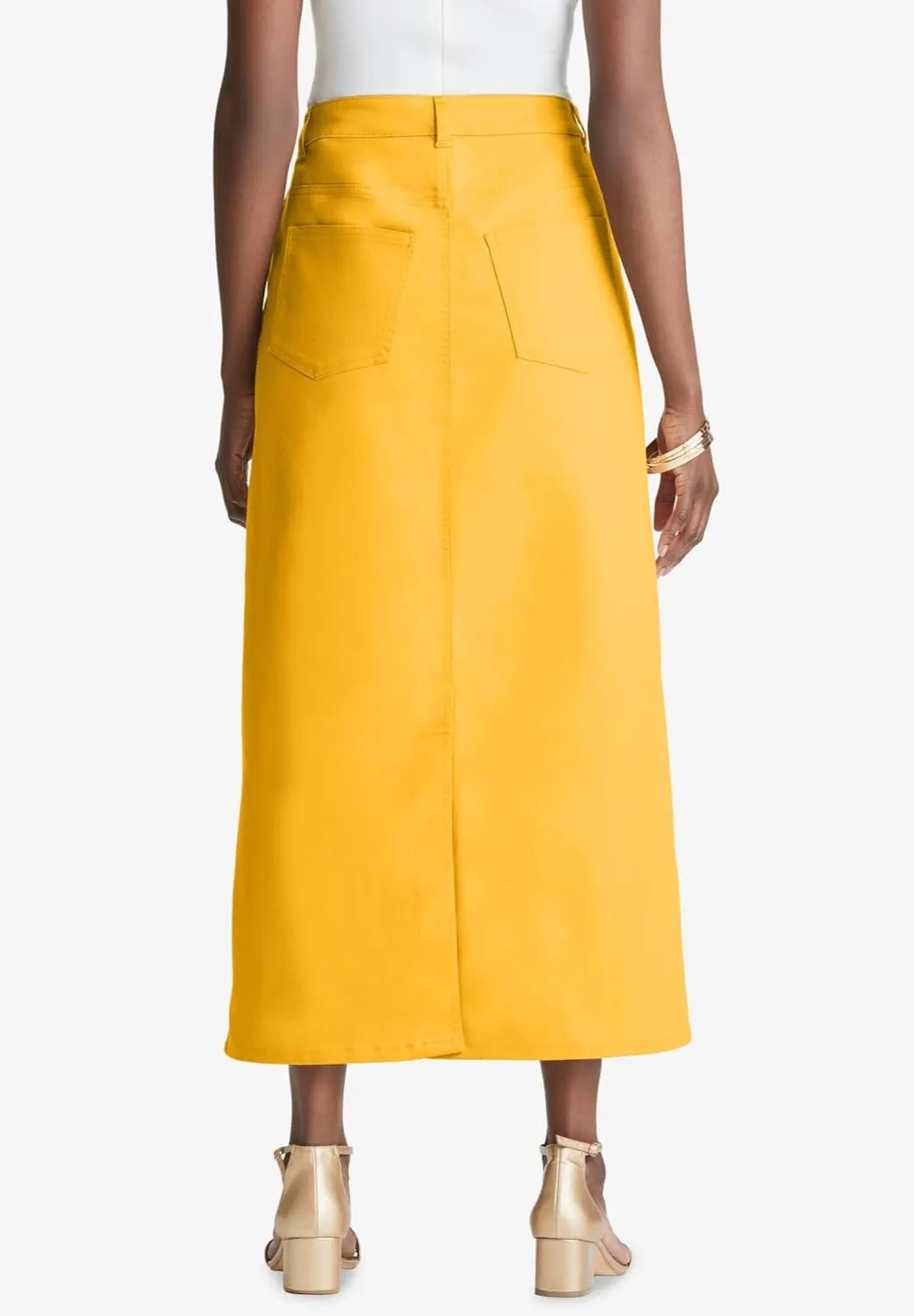 Jessica London Women's Plus Size True Fit Front Button Casual Denim Skirt