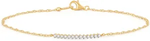 Jewelili Yellow Gold over Sterling Silver Lab Grown Diamond Chain Bracelet for Women | 1/10 CTTW | 7.25" | Timeless Jewelry Gift for Her | Gift Box Included