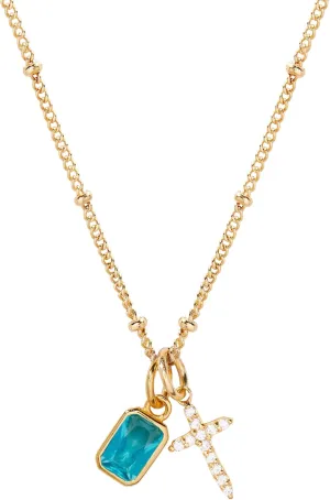 Josephine Cross Birthstone Necklace - Hypoallergenic 14K Gold Plated Brass with Sparkling Cubic Zirconia Stones - December Birthstone - Women's Necklaces - Gifts for Mom