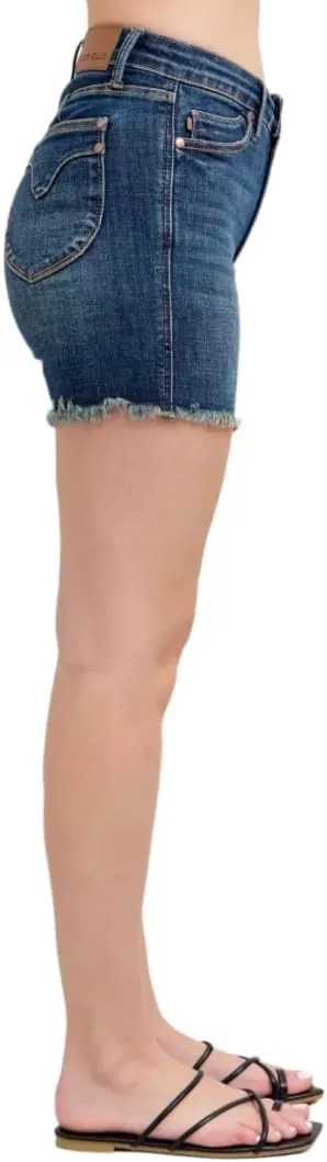 Judy Blue Tummy Control Fray Hem Denim Shorts