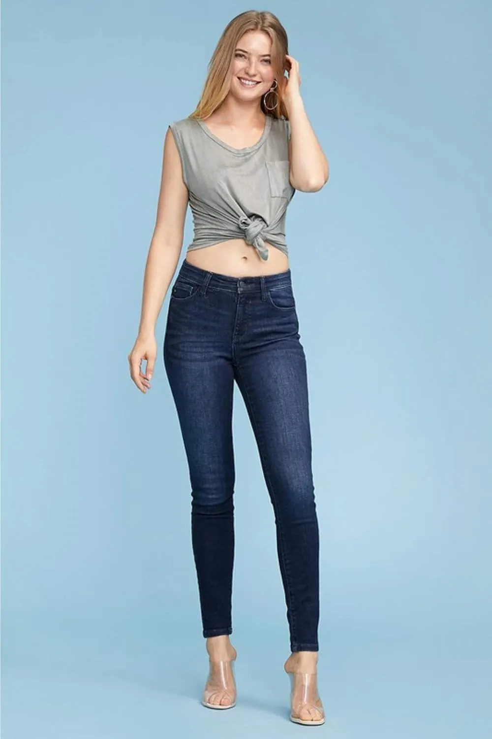 Judy Blue Women's High Waist Skinny Jeans - Super Dark Wash, Stretch Denim, 93% Cotton, Comfortable & Flattering Fit 82132