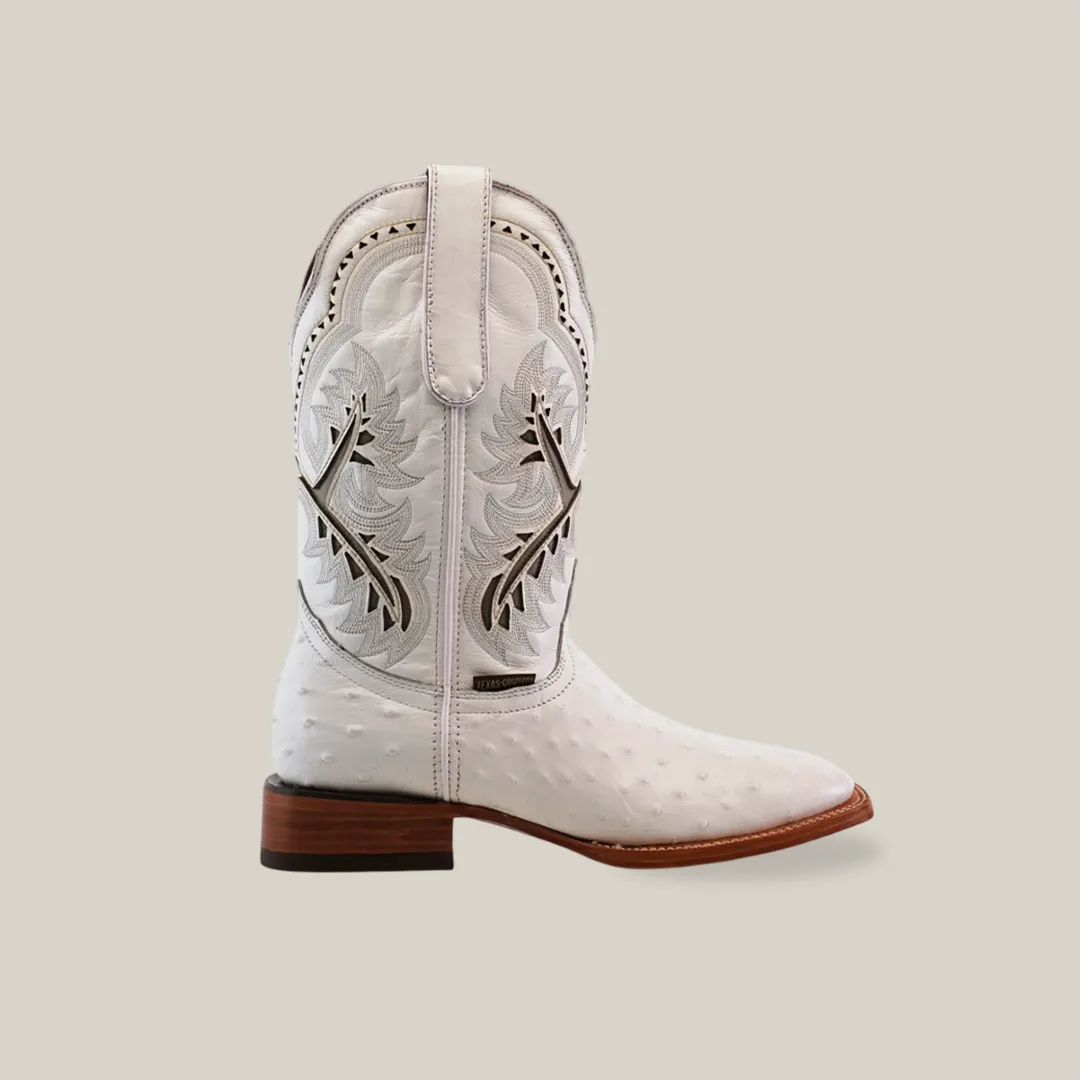 Karoo Ostrich Print White - Square Toe