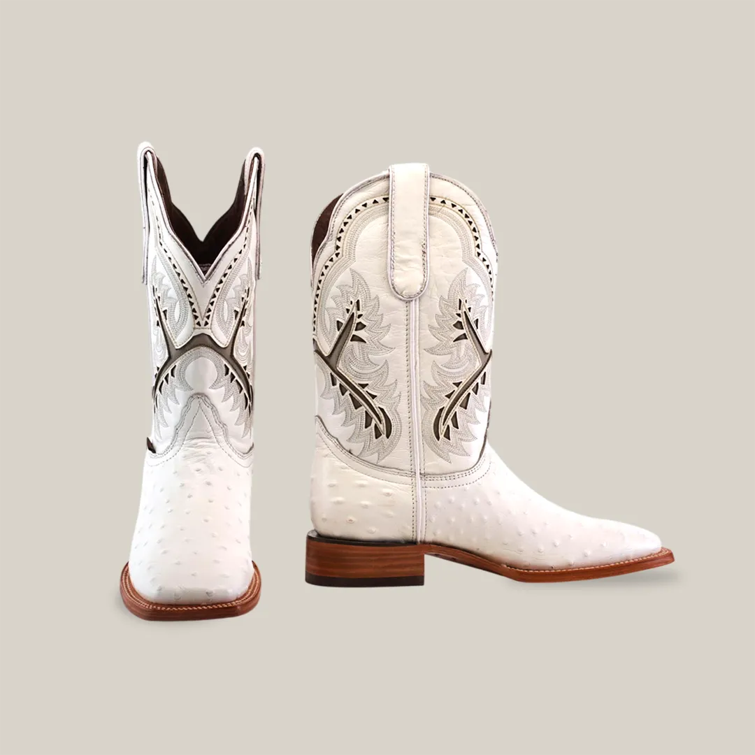 Karoo Ostrich Print White - Square Toe