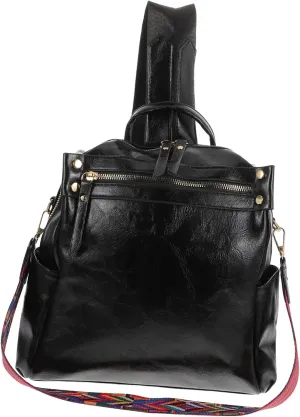 Kisangel 1Pc Shoulder Bag Stylish PU Backpack for Women Comfortable Travel Storage Bag with Zipper Design for School and Casual Outings