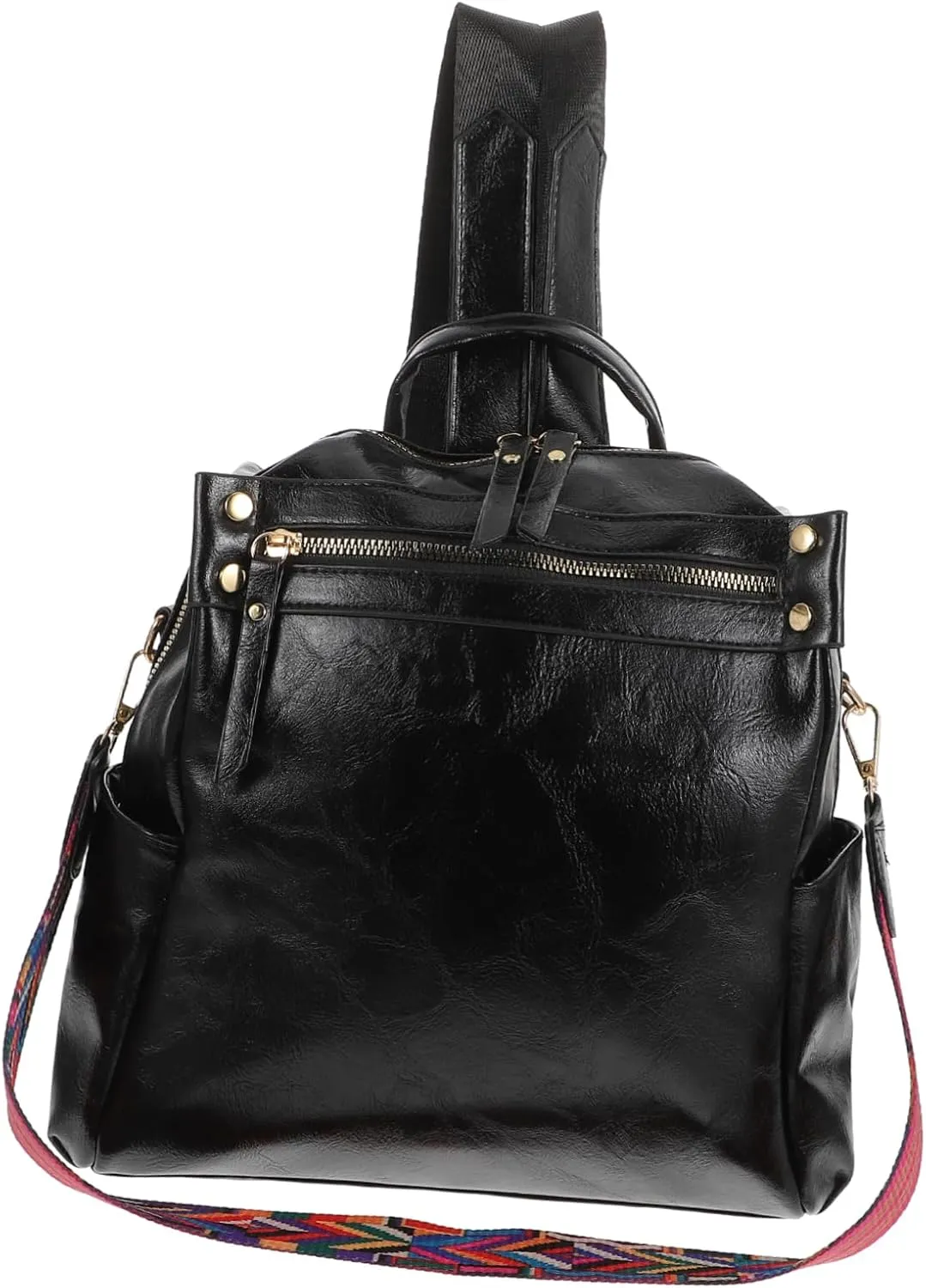 Kisangel 1Pc Shoulder Bag Stylish PU Backpack for Women Comfortable Travel Storage Bag with Zipper Design for School and Casual Outings