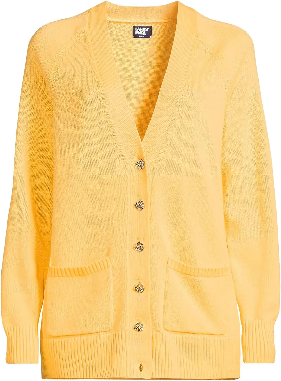 Lands' End Women's Drifter Varsity Vneck Relaxed Cardigan Sweater