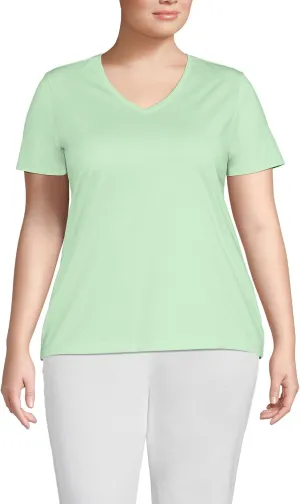 Lands' End Women's Relaxed American-Grown Supima Cotton V-Neck T-Shirt