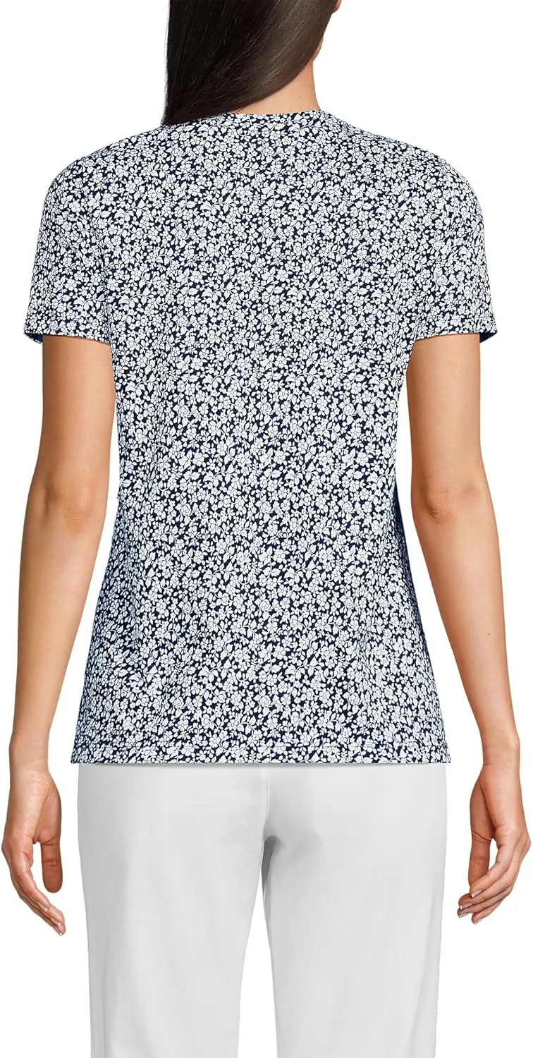 Lands' End Women's Relaxed American-Grown Supima Cotton V-Neck T-Shirt
