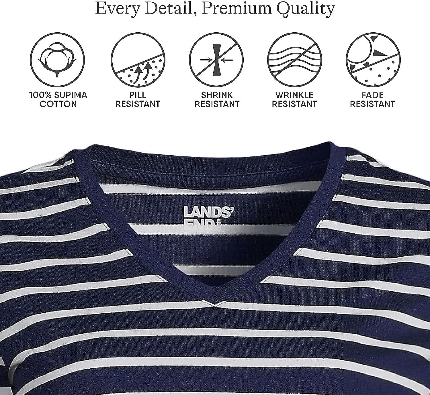 Lands' End Women's Relaxed American-Grown Supima Cotton V-Neck T-Shirt