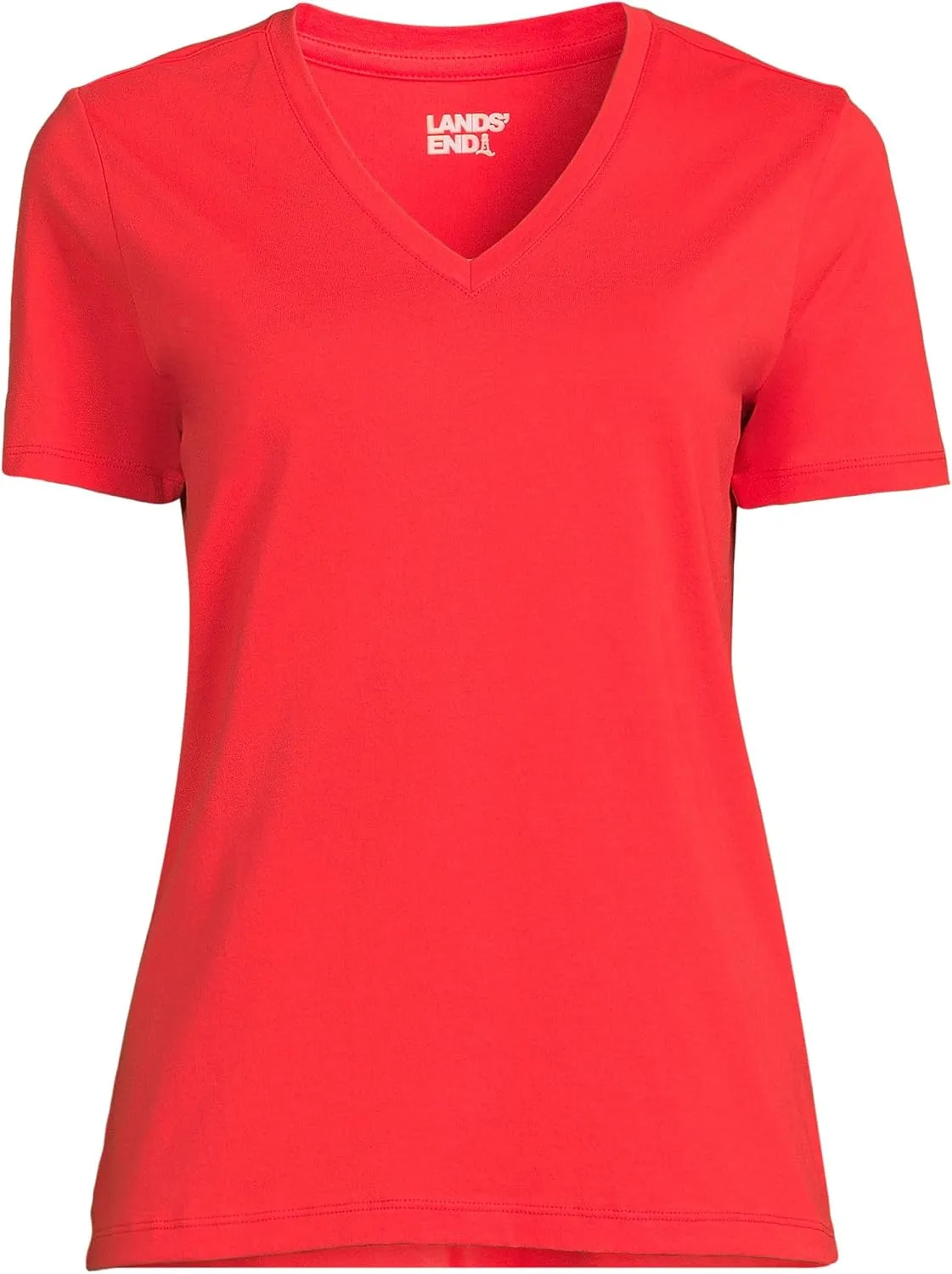 Lands' End Women's Relaxed American-Grown Supima Cotton V-Neck T-Shirt