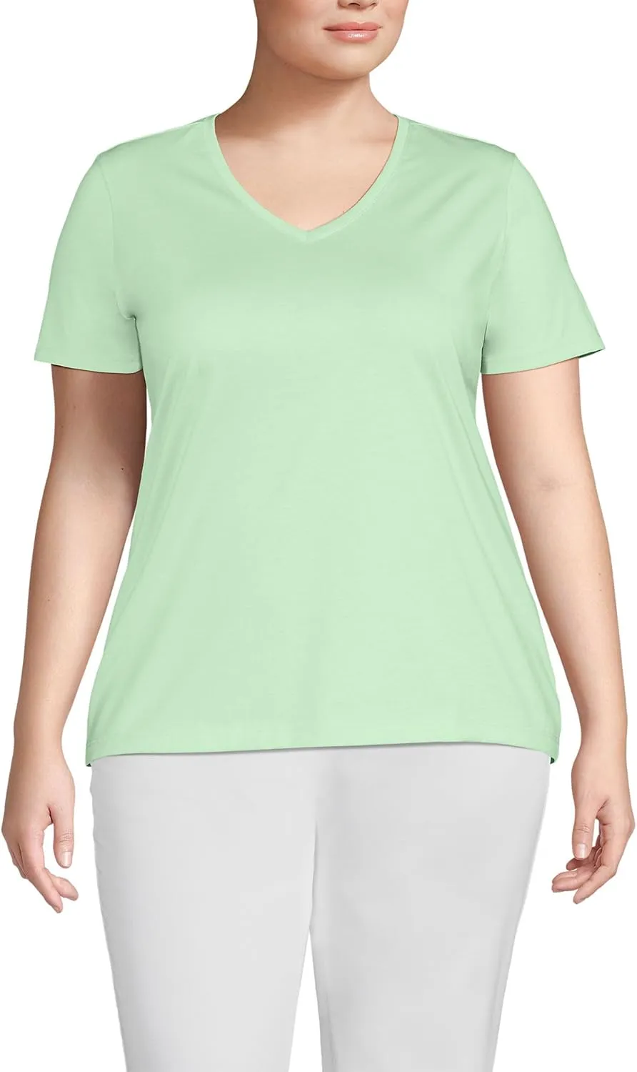 Lands' End Women's Relaxed American-Grown Supima Cotton V-Neck T-Shirt
