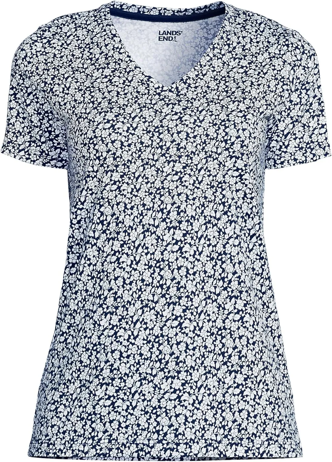 Lands' End Women's Relaxed American-Grown Supima Cotton V-Neck T-Shirt